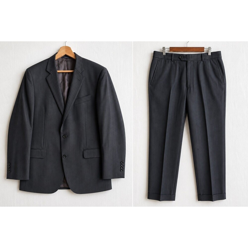 Brooks Brothers 1818 Saxon Fitzgerald Men’s 43R Pinstripe Suit Black 2 Piece Set